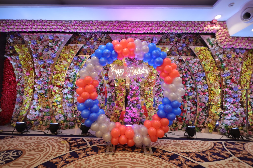 Colourful balloon decoration at a birthday party in Noida by Mithila Events