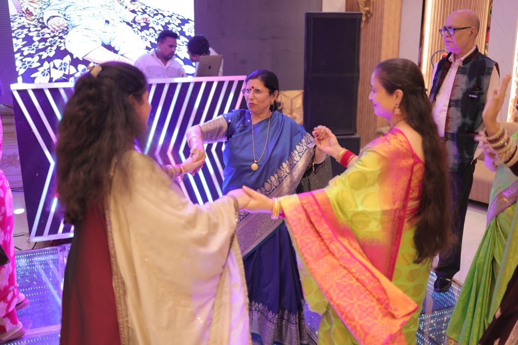 Guests dancing on the dance floor at a first birthday party in Noida organised by Mithila Events