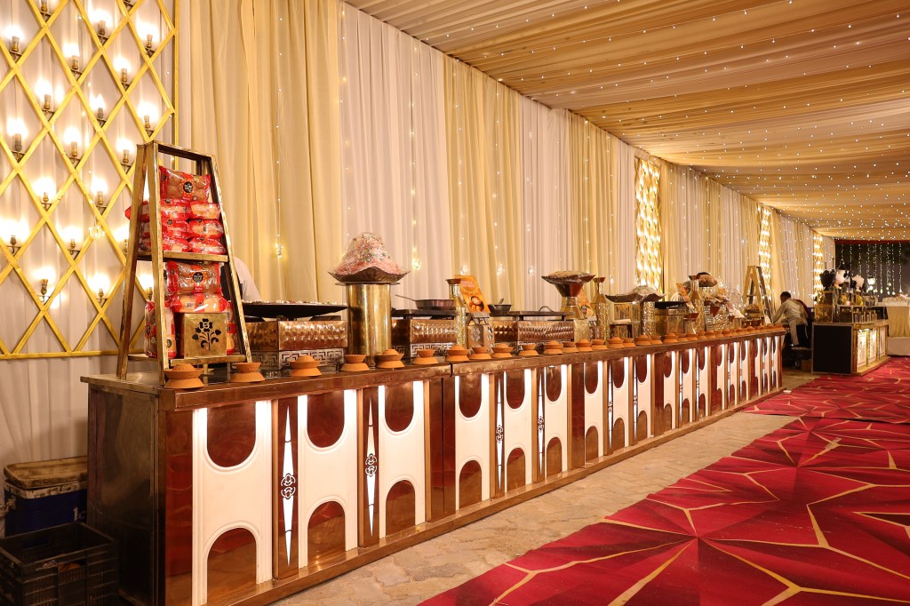 Seating arranged for a function in a hall in Noida by Mithila Events