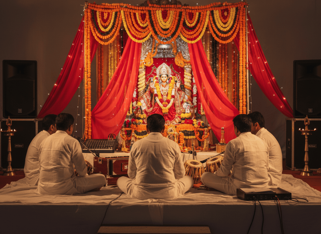 Bhajan singer at a puja function in Noida arranged by Mithila Events