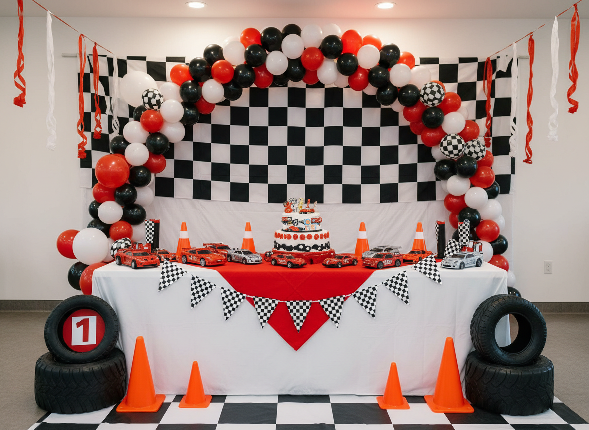 Car theme birthday decoration in Noida by Mithila Events