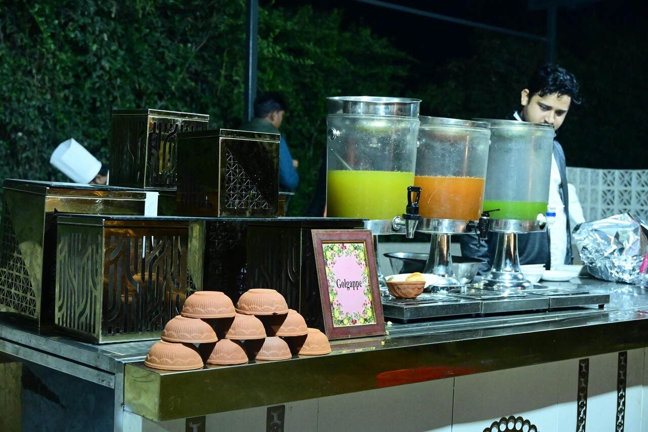 Golgappe chaat counter at a wedding catered by Mithila Events