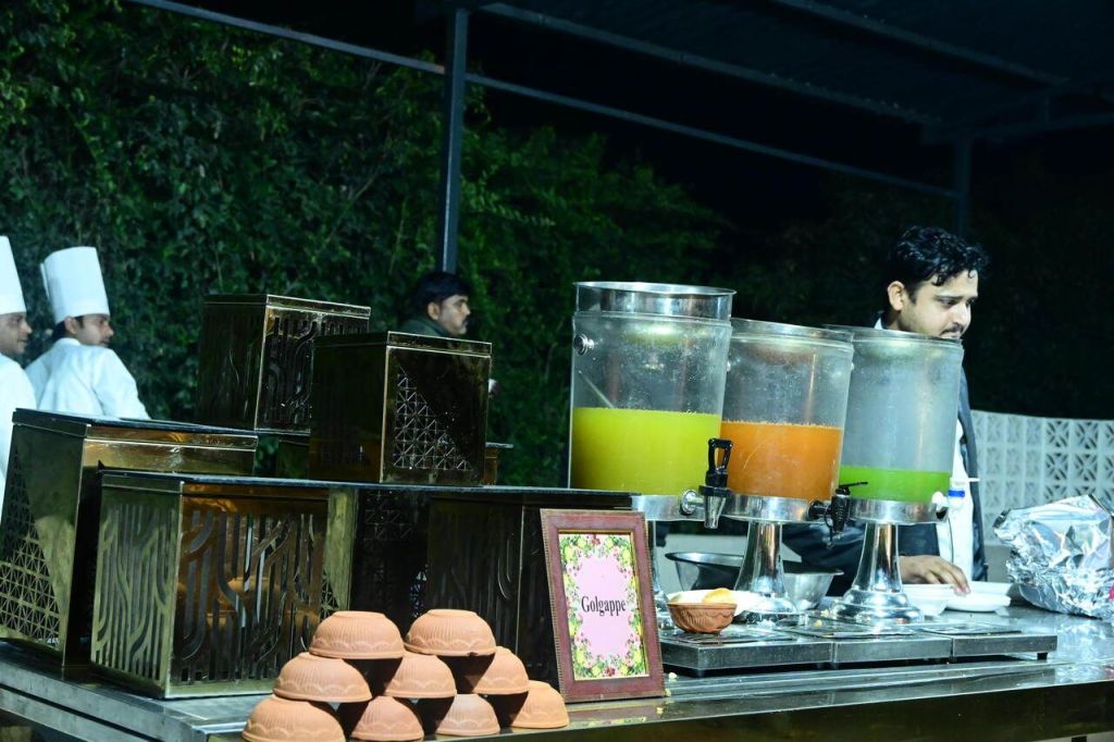 Live golgappe counter at a wedding catered by Mithila Events