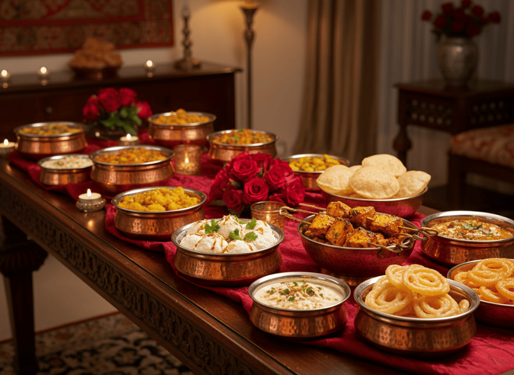 Karwa Chauth dinner catering buffet with Indian sweets in Noida by Mithila Events