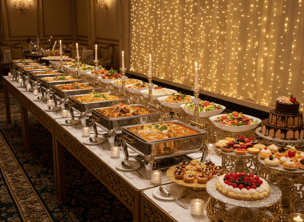 New Year's Eve dinner buffet catering with desserts in Noida by Mithila Events