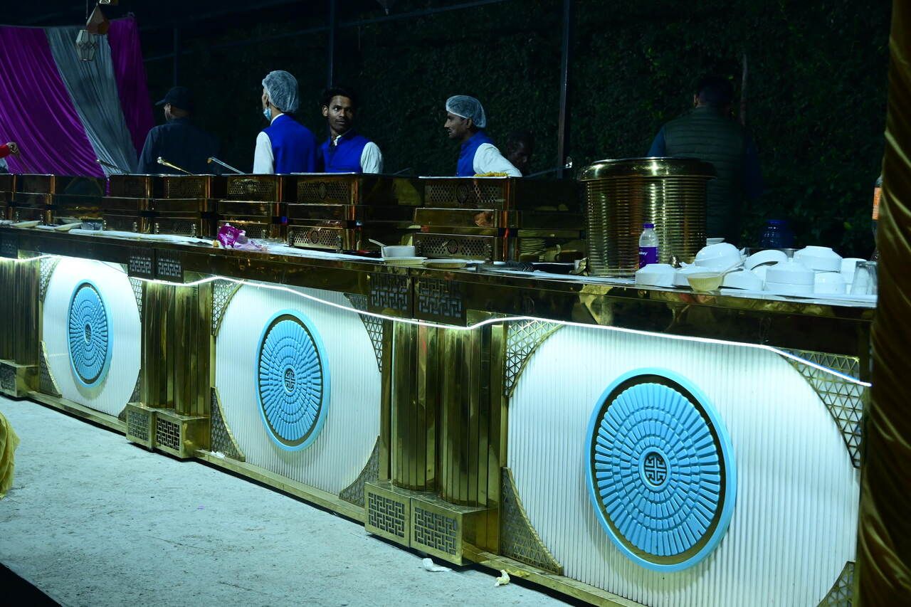 Wedding buffet counter catered by Mithila Events in Greater Noida