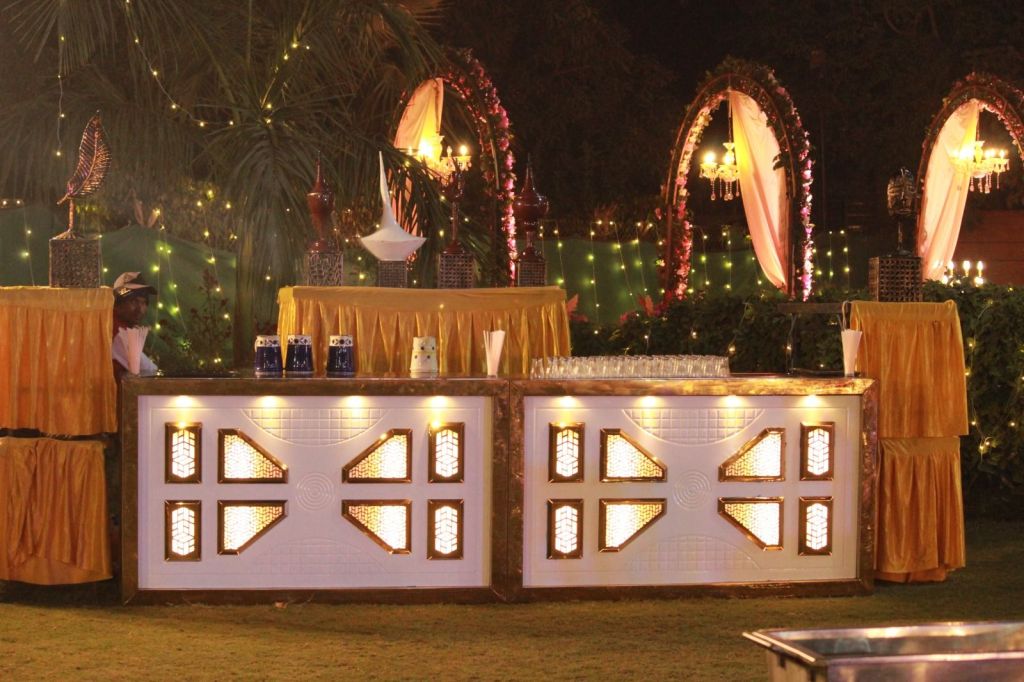 Wedding stage decoration with floral backdrop by Mithila Events, Noida